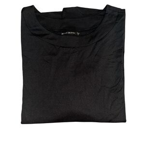 Susan Graver Womens 3X Butterknit Bateau Neck Long Sleeve Top Black Snaps NWT